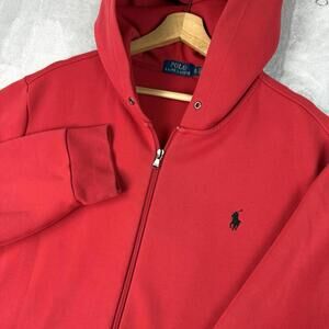 Polo Ralph Lauren Full Zip Hoodie Red Fleece Pony Men Size XL Preppy Classic